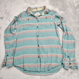 Burton Shirt Mens Large Multi-Stripe Flannel button up Outdoor Durable Goods